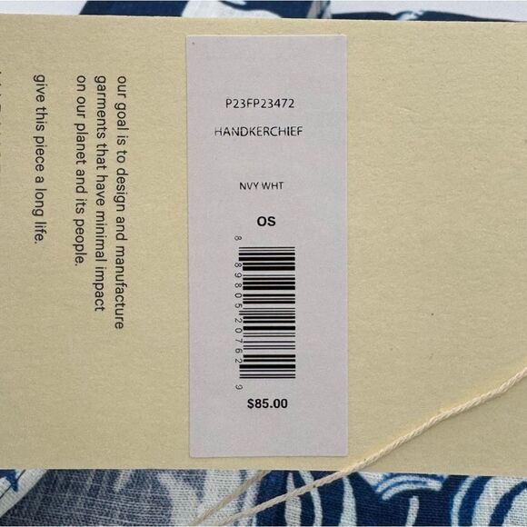 NEW Mara Hoffman Handkerchief Bandana in Blue and White Floral - Picture 7 of 7